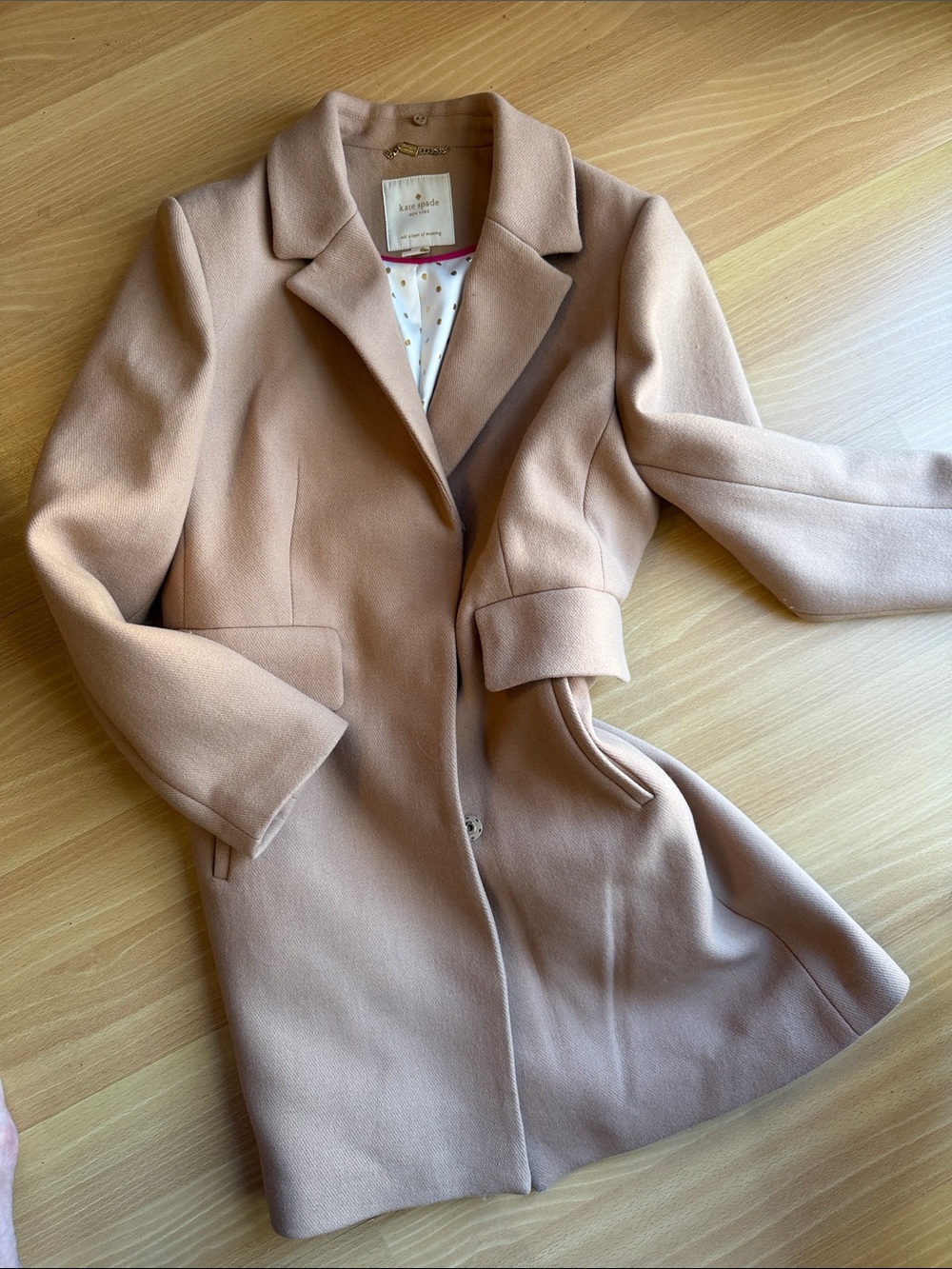 kate spade Tan Wool-Blend Trench Coat